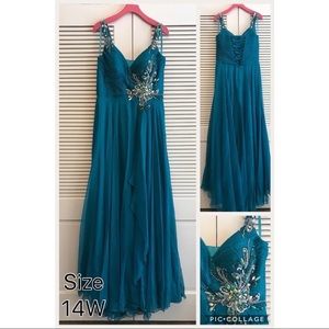 Elegant Teal Evening Gown